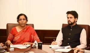 Finance Minister Smt. Nirmala Sitharaman and Minister of State for Finance Shri. Anurag Thakur 